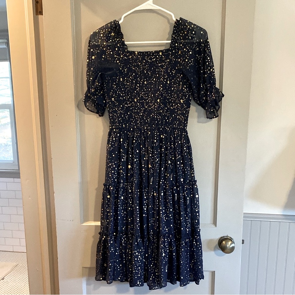 Girls Navy Blue Midi Dress